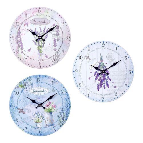 Reloj Pared Lavanda 3 Dif.