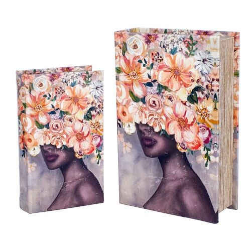 Caja libro Mujer Flores 2 Unidades
