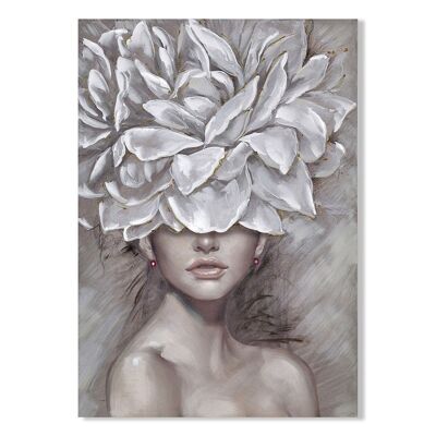 Painting Woman Headdress Flowers