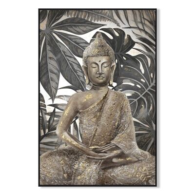 bouddha, peinture, palmiers, fond