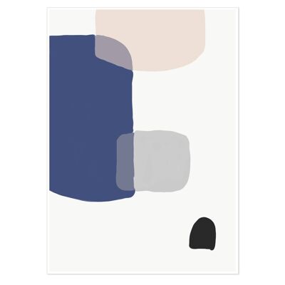 Abstract Blue Shapes Art Print 50x70cm