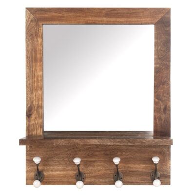 Mirror with Coat Rack 4 Knobs