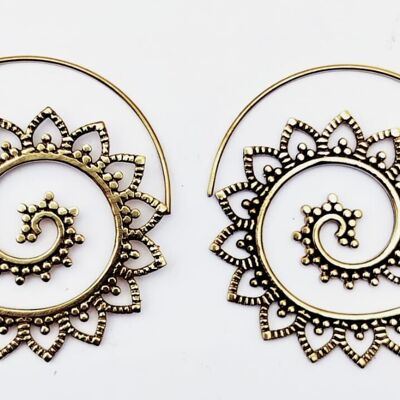 Stylish Spiral Round Brass Hoop Vintage Earrings