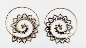 Boucles d'oreilles créoles vintage en laiton rondes élégantes en spirale 1