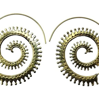 Orecchini attraenti a cerchio in ottone dal design tradizionale a spirale