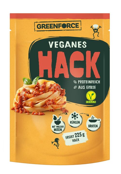 Veganes Hack | Fleischersatz von GREENFORCE 75g | pflanzliches Hackfleisch Pulver perfekt für Bolognese & Chili Sin Carne | Proteinreich, Glutenfrei & Vegan aus Erbsen