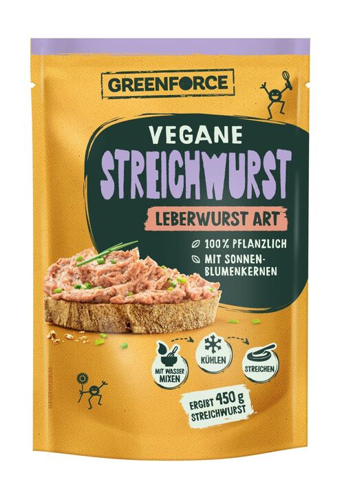 Vegane Streichwurst nach Leberwurst Art | Fleischersatz von GREENFORCE 100g | pflanzliches Streichwurst Pulver auf Erbsenbasis | Proteinreich & Vegan aus Erbsen