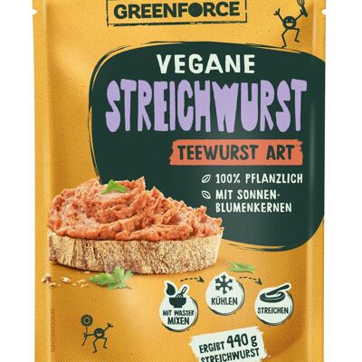 Vegane Streichwurst nach Teewurst Art | Fleischersatz von GREENFORCE 100g | pflanzliches Streichwurst Pulver auf Erbsenbasis | Proteinreich & Vegan aus Erbsen