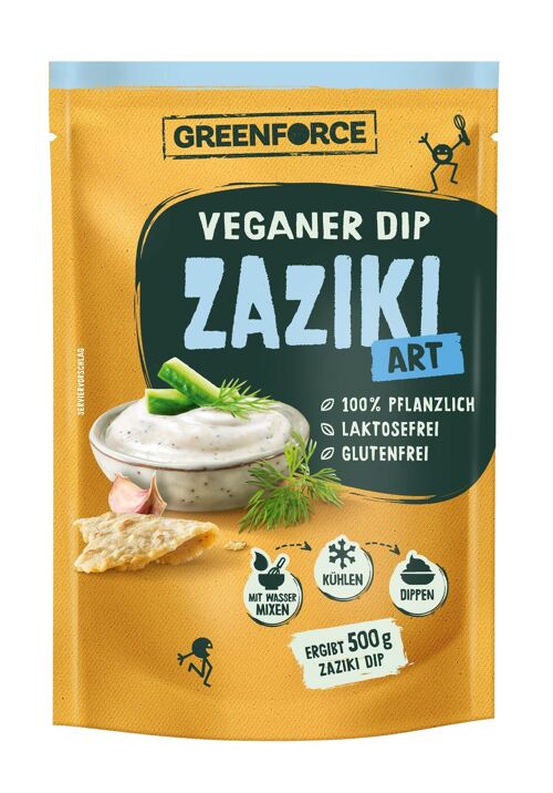 Veganer Zaziki Dip | Pflanzlicher Zaziki-Mix von GREENFORCE 100g ergibt 500g | Glutenfrei, Zuckerfrei & Fertig in 10 Minuten