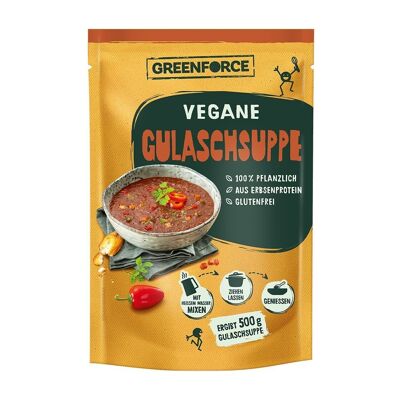 Vegane Gulaschsuppe | Fleischersatz von GREENFORCE 75g | pflanzliches Gulaschsuppen Pulver auf Erbsenbasis | Glutenfrei, Proteinreich & Vegan aus Erbsen
