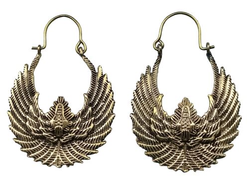 Mythical Bird Tribal Vintage Hoop Women's Brass Earrings