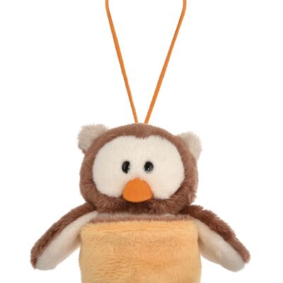 Peluche réversible chouette Oscar dans le nid jaune 12cm avec