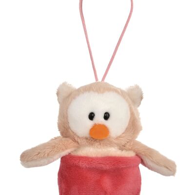 Reversible cuddly toy owl Owluna in the nest pink 12cm with