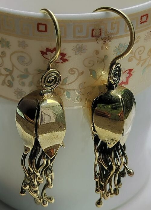 Wild Flower Vintage Indian Women's Brass Dangle Earrings