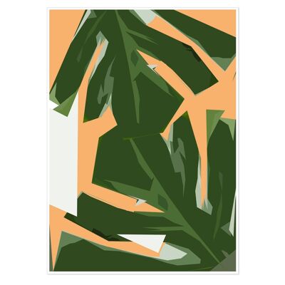 Abstract Leaves Illustrated Art Print 50x70cm