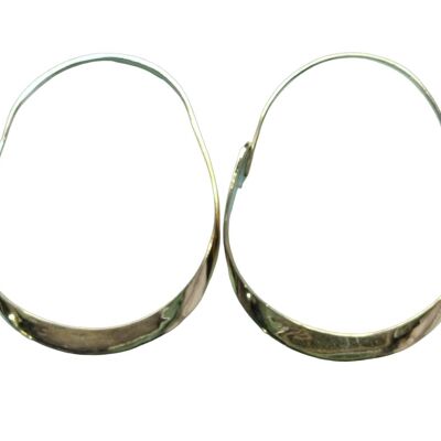 Oval Shaped Women's Brass Simple Hoop Earrings