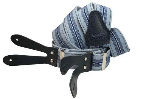 Pierre Mouton Millau Suspender with Leather - Blue