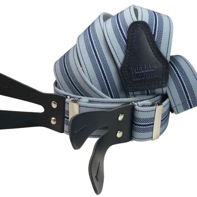 Pierre Mouton Millau Suspender with Leather - Blue