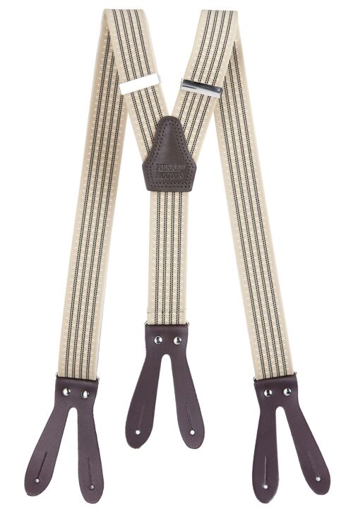 Pierre Mouton Orleans Suspender with Leather Beige