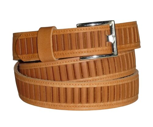 Pierre Mouton Slotted Belt Grain Leather Natural, 120 cm