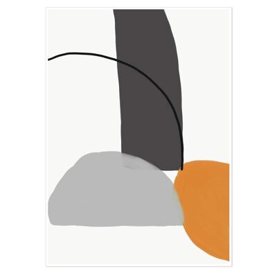 Abstract Line Orange Grey Art Print 50x70cm