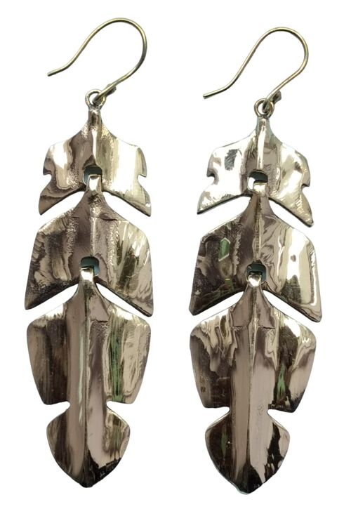 Beautiful Monstera Leaf Tribal Women's Brass Dangle Earrings