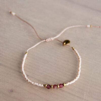 Bracelet Miyuki avec pierres gemmes – nude/vieux rose/doré