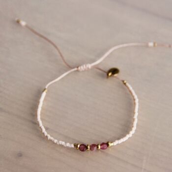 Bracelet Miyuki avec pierres gemmes – nude/vieux rose/doré 1
