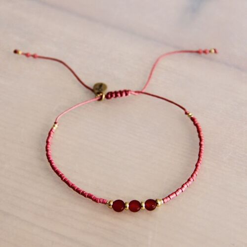 Miyuki bracelet with gemstones - pink / gold