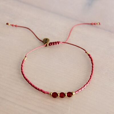 Bracelet Miyuki avec pierres gemmes - rose/doré