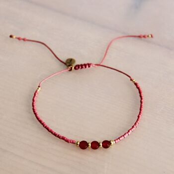 Bracelet Miyuki avec pierres gemmes - rose/doré 1