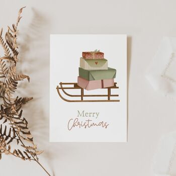 Carte de Noël Sleigh Gifts - Carte postale de Noël Christmas Sleigh 3