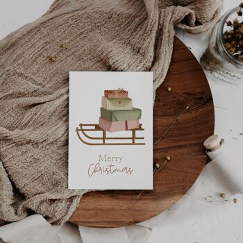 Carte de Noël Sleigh Gifts - Carte postale de Noël Christmas Sleigh 4