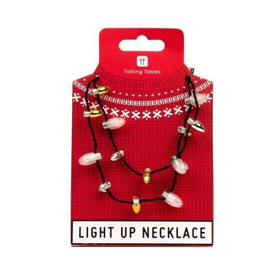Silver and Gold Light Up LED Christmas Necklace