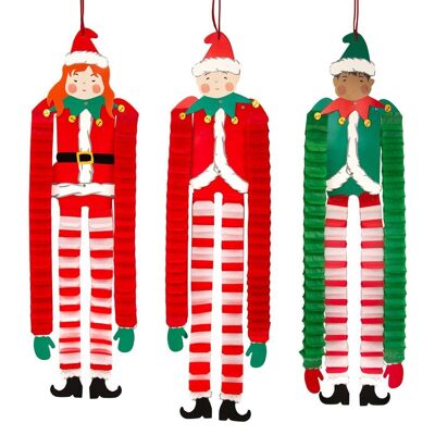 Elves Hanging Christmas Decorations - 3 Pack