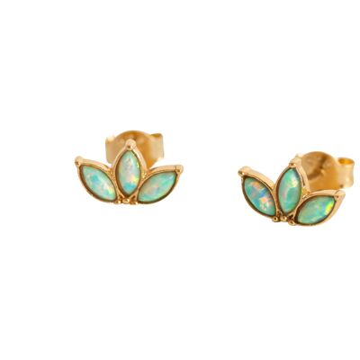 Triple Opal Marquise Fan Stud Earrings