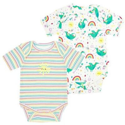 2 Pack Baby Bodysuits - Rainbow Dragon