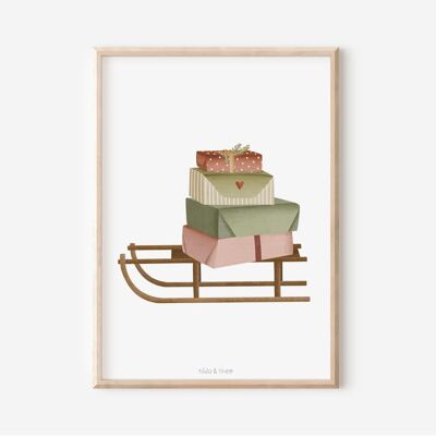 Affiche Noël Sleigh Gifts - Art Print Winter