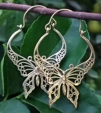 Jolies boucles d'oreilles créoles en laiton pour femmes papillon doréBoucles d'oreilles 6