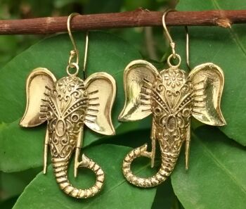 Boucles d'oreilles pendantes en laiton pour femme en trompe d'éléphant de grande taille 1