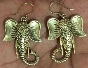 Boucles d'oreilles pendantes en laiton pour femme en trompe d'éléphant de grande taille 3