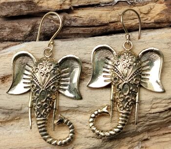 Boucles d'oreilles pendantes en laiton pour femme en trompe d'éléphant de grande taille 5