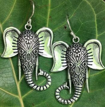 Boucles d'oreilles pendantes en laiton pour femme en trompe d'éléphant de grande taille 6