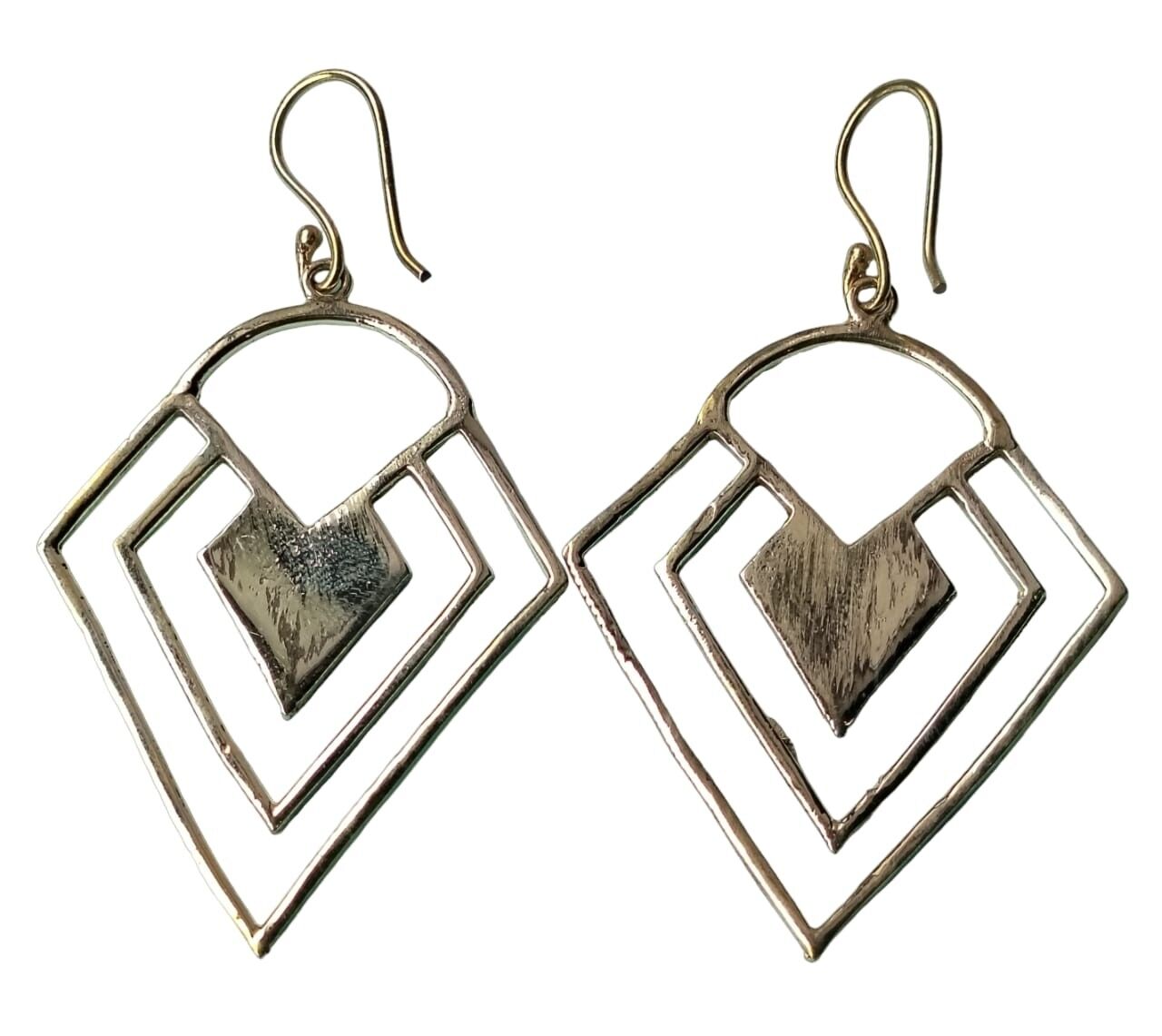 Wunderschöne, kegelförmige, schlichte Damen-Ohrringe aus Messing