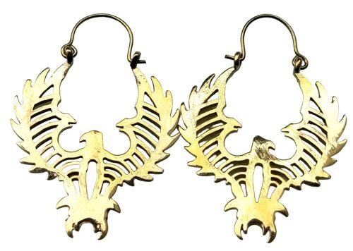 Flying Phoenix Bird Vintage Hoop Women's Brass Earrings