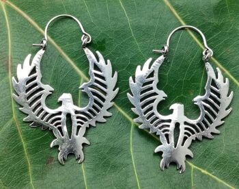 Boucles d'oreilles en laiton pour femme Flying Phoenix Bird Vintage Hoop 5