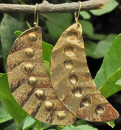 Beautiful Blade Leaf Tribal Dangle Women's Brass Earrings