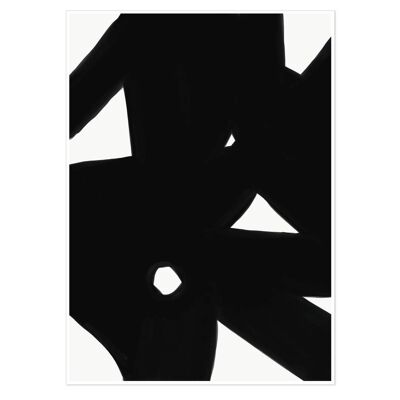 Black Abstract Lines Art Print 50x70cm