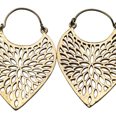 New Beautiful Leaf Net Hoop Women's Brass Earrings Base Metal: Brass