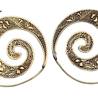 New Spiral Embossed Designed Women's Brass Earrings